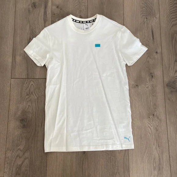 Mens Puma x TMC Hussle Way T-Shirt Color White Blue Mens Size Small